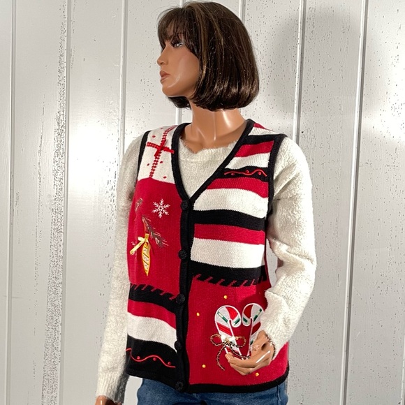 * Holiday Editions Christmas Women’s Vest Sweater Sz S - Picture 3 of 15